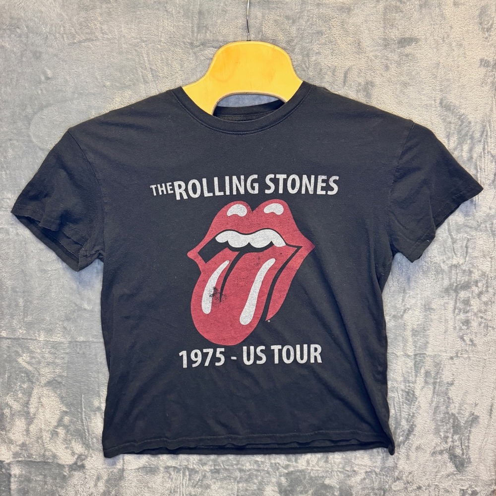 2344 | The Rolling Stones 1975 US Tour Tongue Logo Graphic T-Shirt Black Large